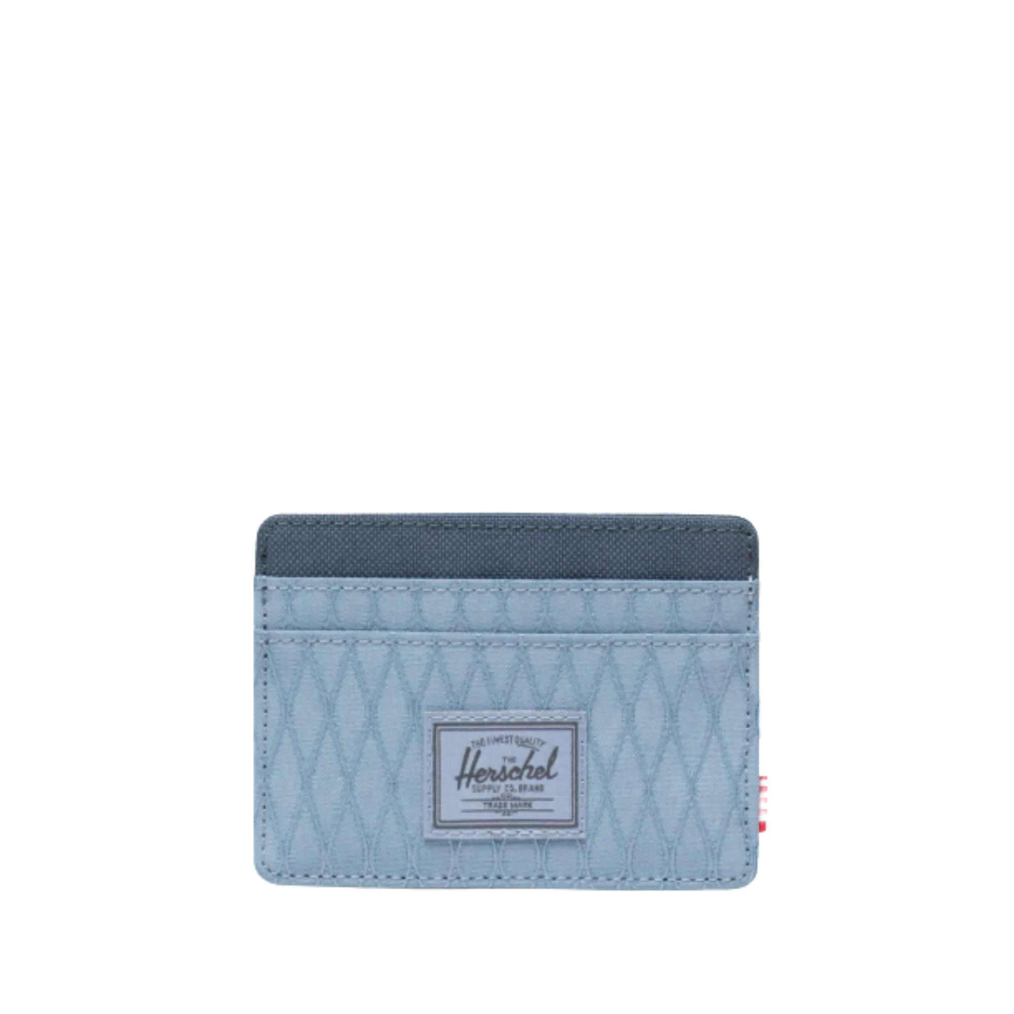 2 tone blue herschel charlie front pocket card wallet on a white background