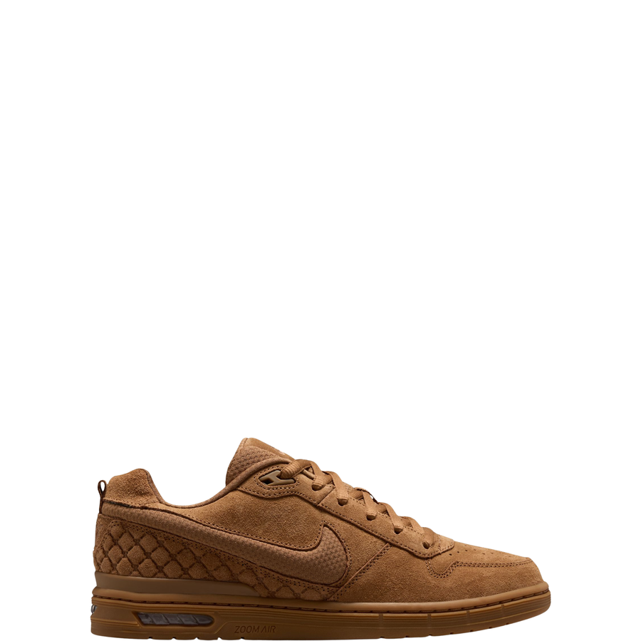 all tan nike sb paul rodriguez skateboard shoe on a white background