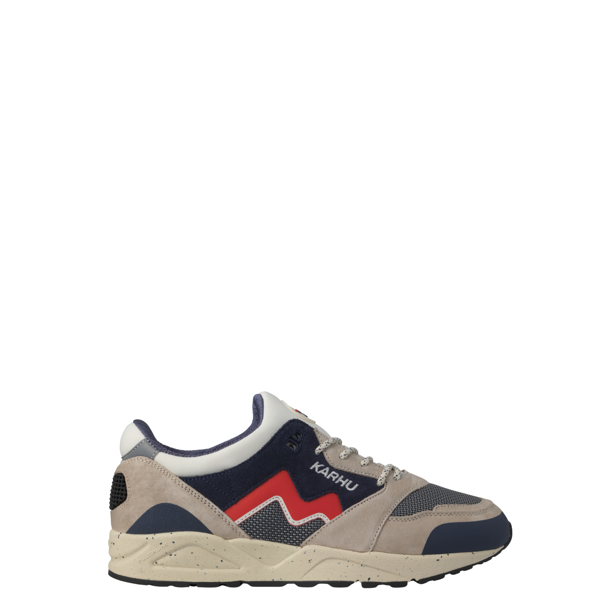 Karhu aria 95 men's Sneaker with red and blue accents on a white background