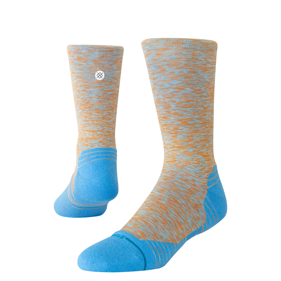 blue and orange stance marled light crew sock
