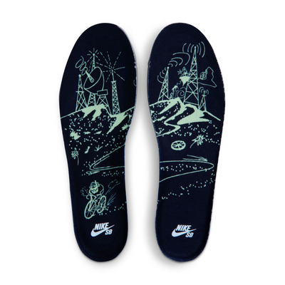 Light green nike sb verdugo mountains nike sb dunk low sneaker with a gray swoosh logo on a white background