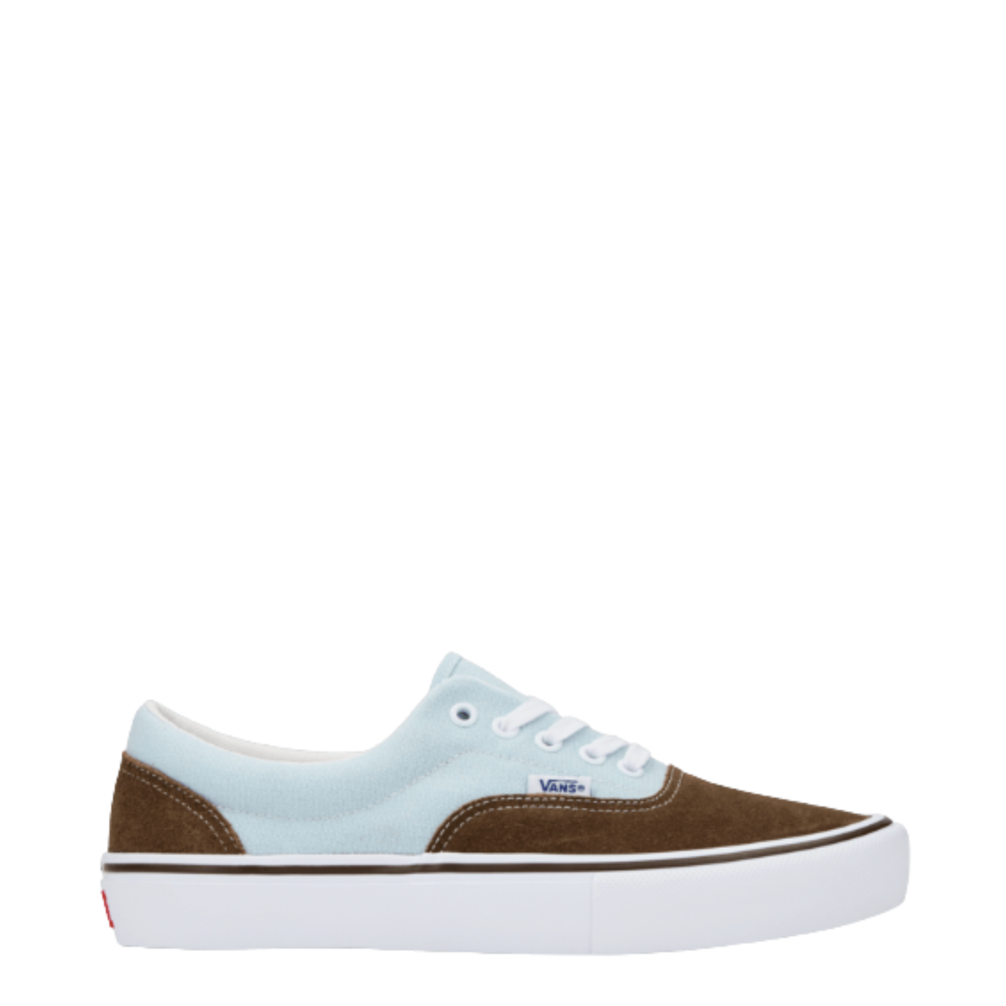 vans skate era Sneaker with brown and light blue design on a white background