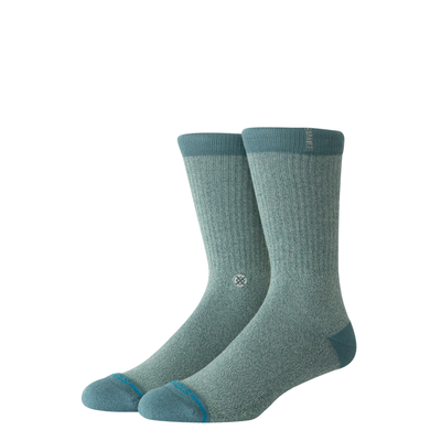 green stance butter blend crew socks on a white background
