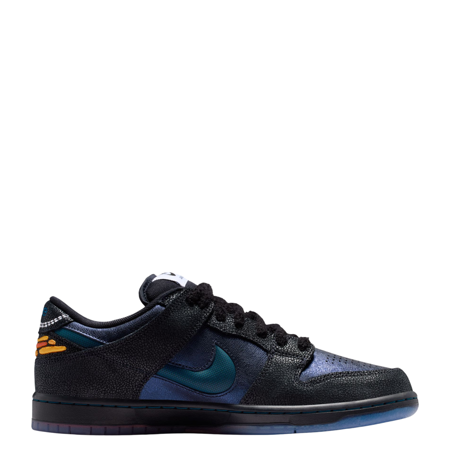 nike sb x blue tile dunk low skateboard sneaker on a white background