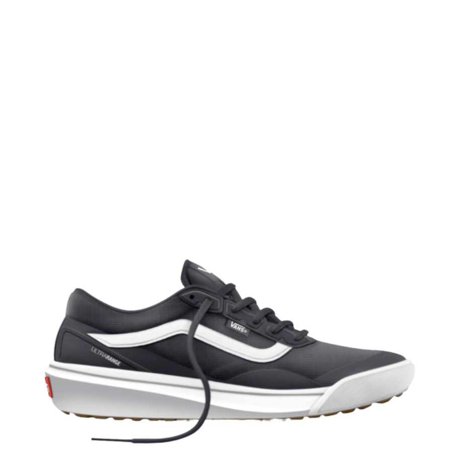 grey vans ultrarange rapidweld with white stripe and sole on a white background