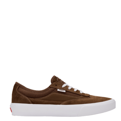 Brown curren caples vans skateboard sneaker with white sole on a white background