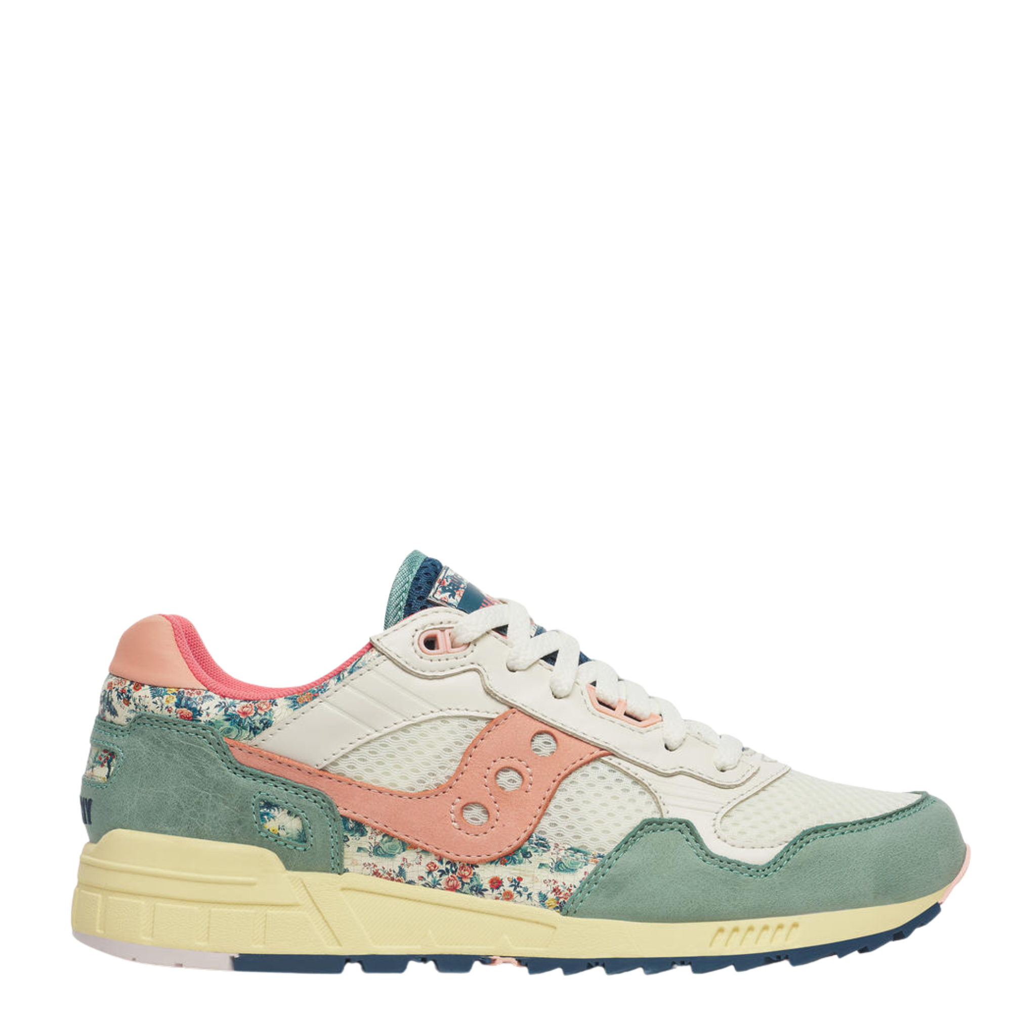 saucony shadow 5000 Sneaker with floral pattern on a white background