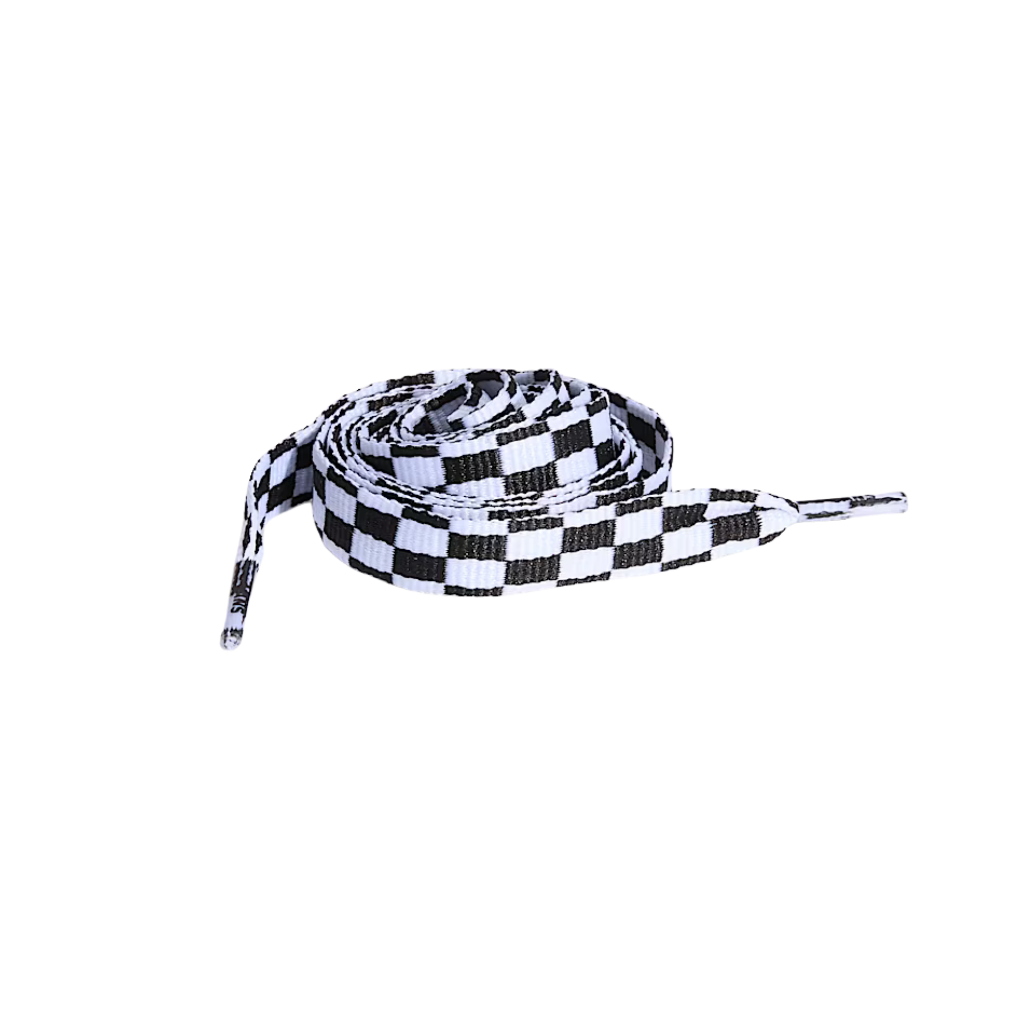 Checkered shoelaces on a white background