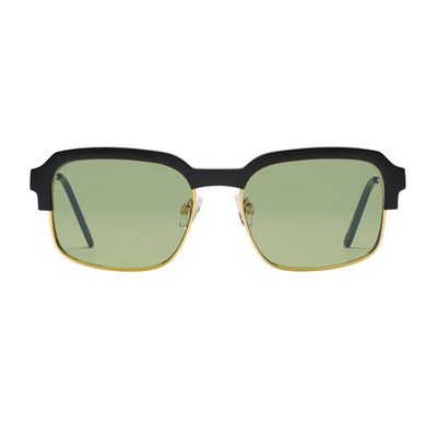 black and gold spitfire rethink sunglasses with mint green lenses