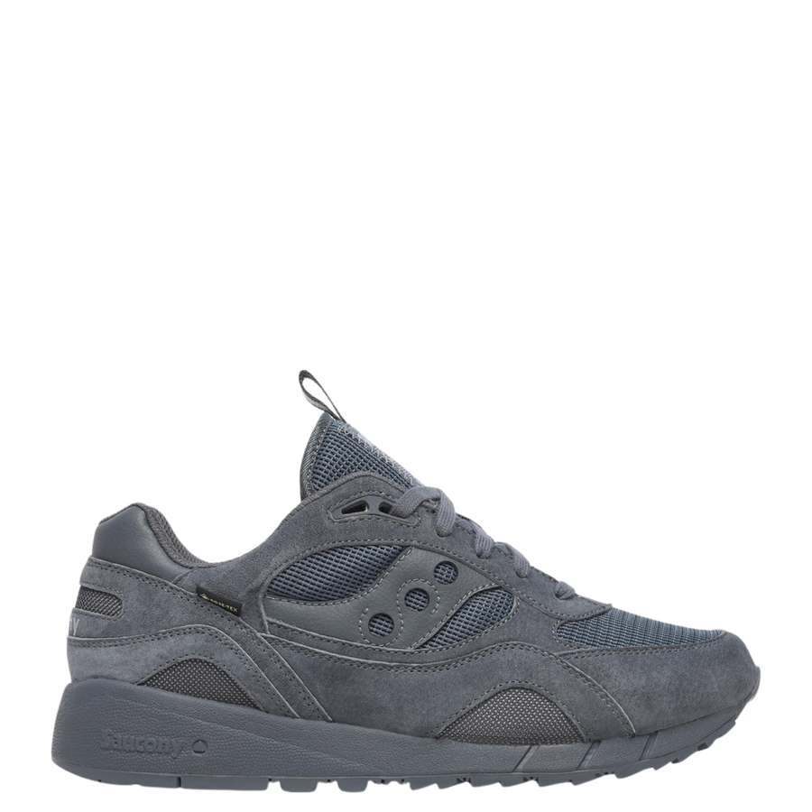 all Gray men's saucony shadow 6000 sneaker with gore-tex on a white background