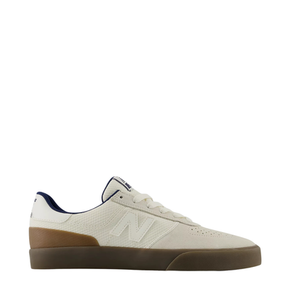 White new balance numeric 272 sneaker with brown sole on a white background