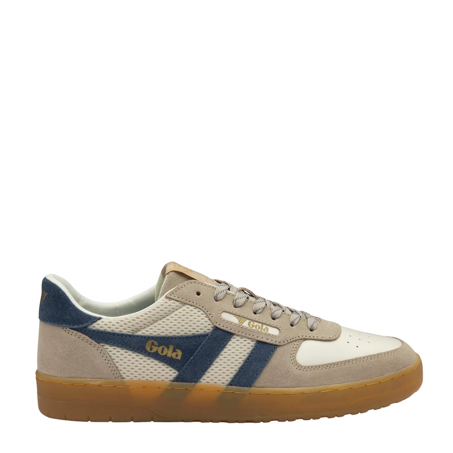 gola men's hawk '83 Sneaker with blue and brown design on a white background