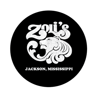 black button with white zoli's jackson mississippi design