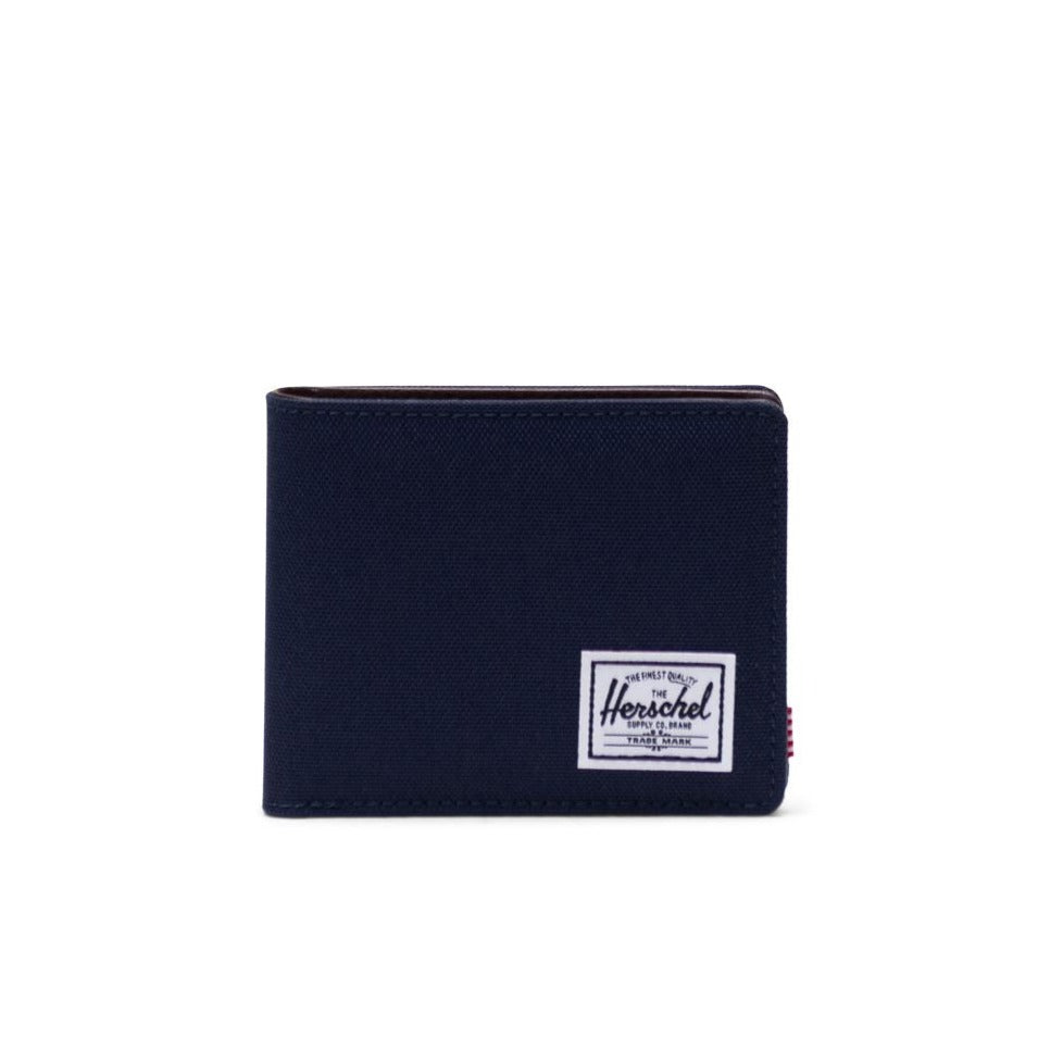 navy blue outside with brown inside bifold wallet by herschel