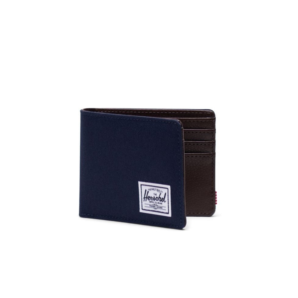 navy blue outside with brown inside bifold wallet by herschel