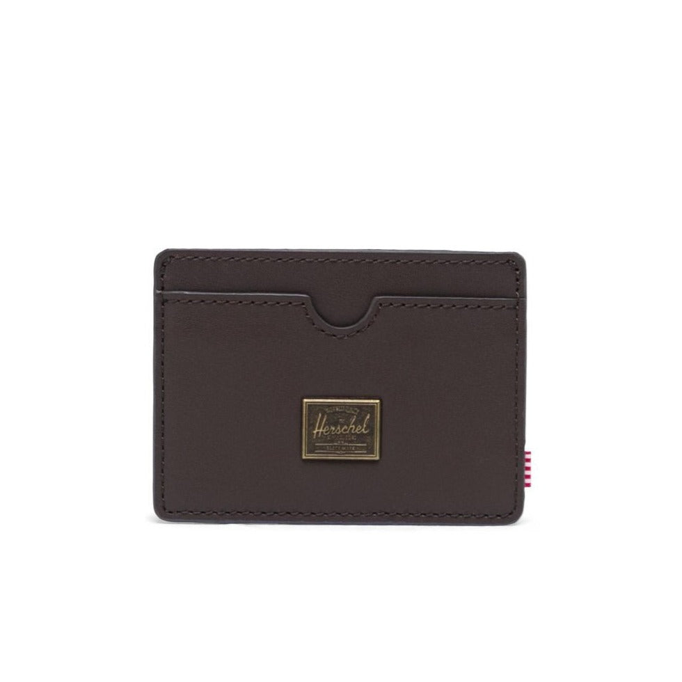 brown leather front pocket card wallet by herschel