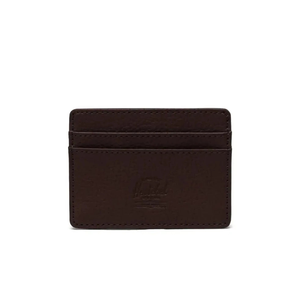 brown vegan leather front pocket card wallet by herschel