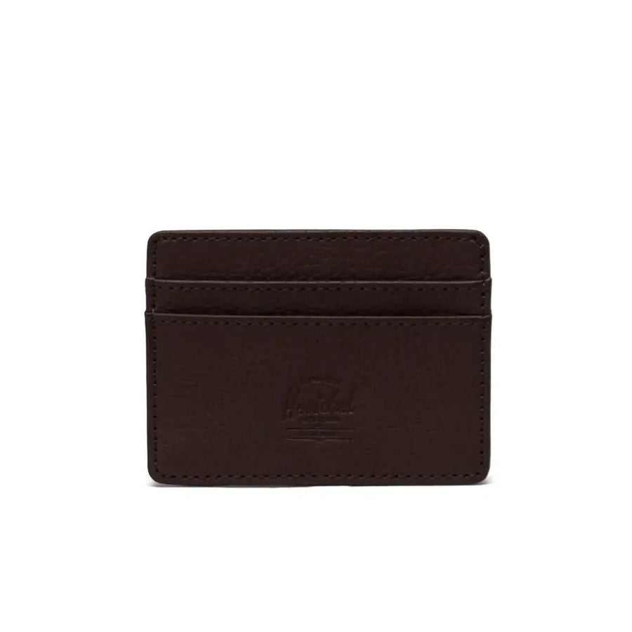 brown vegan leather front pocket card wallet by herschel