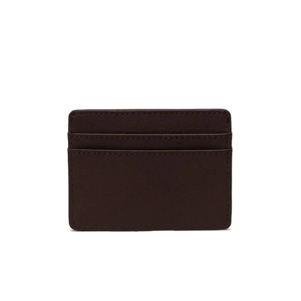 brown vegan leather front pocket card wallet by herschel