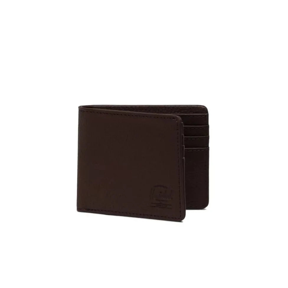 brown herschel bi-fold vegan leather wallet