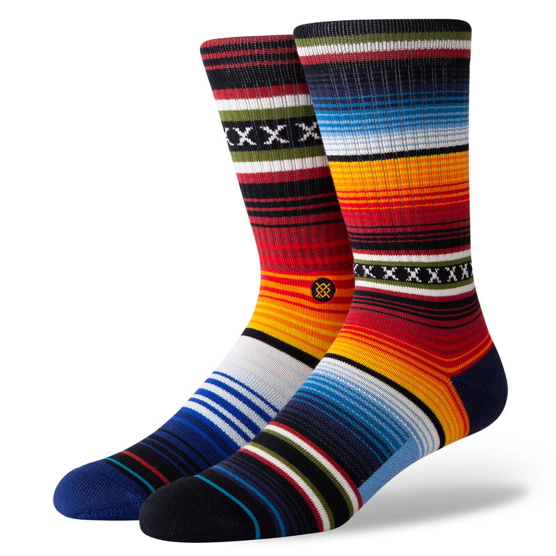 MULTI COLORED STRIPED PATTERN MEN'S STANCE CURREN ST CREW SOCKS