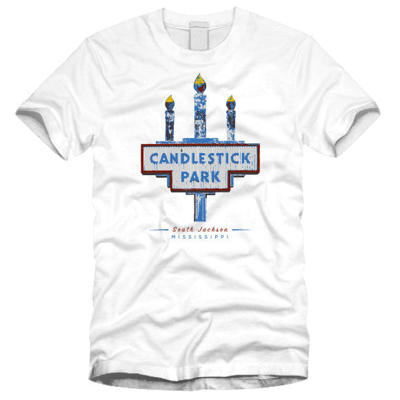 tee shirt featuring the candlestick park south jackson mississippi logo