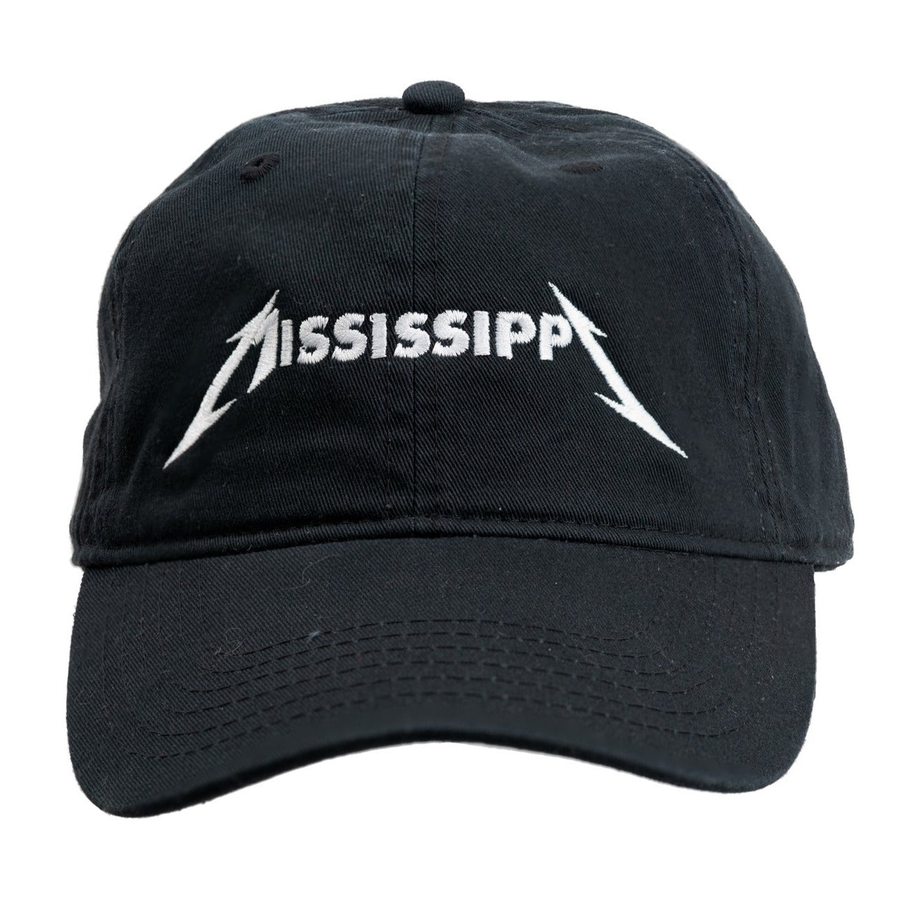Embroidered Hat with  Mississippi in the Metallica font