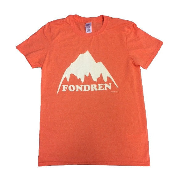 tee shirt featuring the word fondren in the style of the burton logo