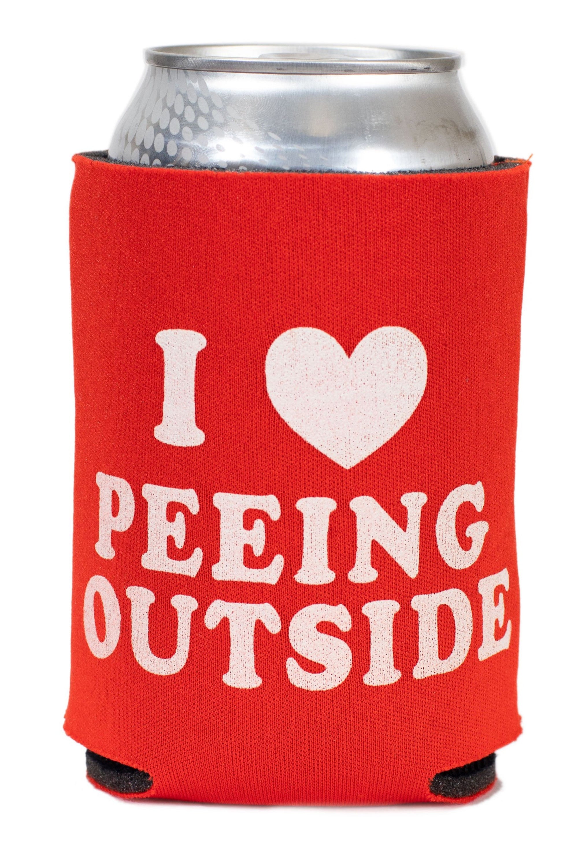 koozie drink holder with the slogan i love peeing outside