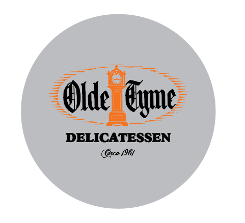 button with the old tyme delicatessen circa 1961 logo