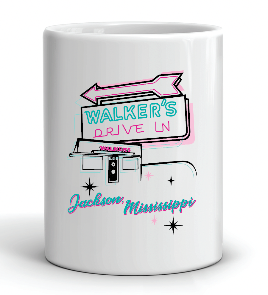 coffee mug featuring the walkers drive in jackson mississippi restaurant