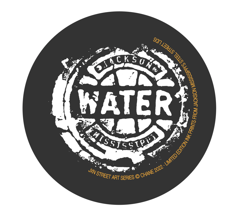 button from the project chane jackson mississippi sewer lid street art series