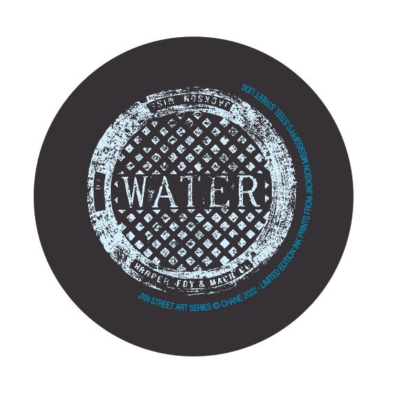 button from the project chane jackson mississippi sewer lid street art series