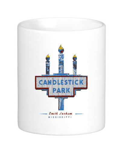 coffee mug featuring the candlestick park south jackson mississippi logo