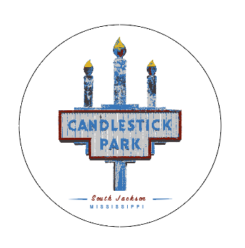 button featuring the candlestick park south jackson mississippi logo