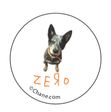 button featuring zero the blue healer dog