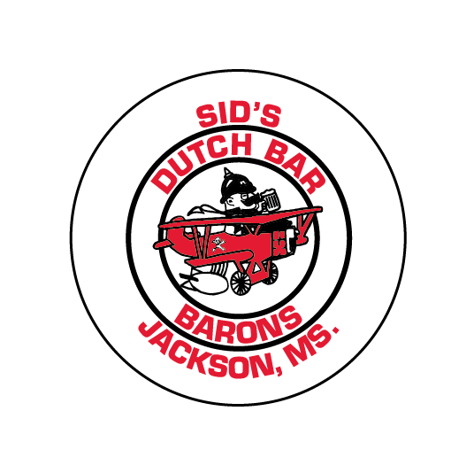 button featuring the sid's dutch bar barons jackson mississippi logo