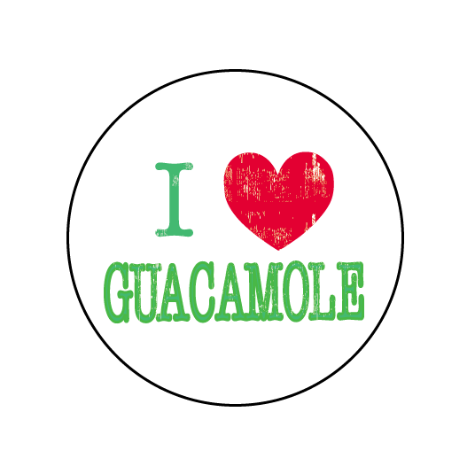 button with the slogan i love guacamole