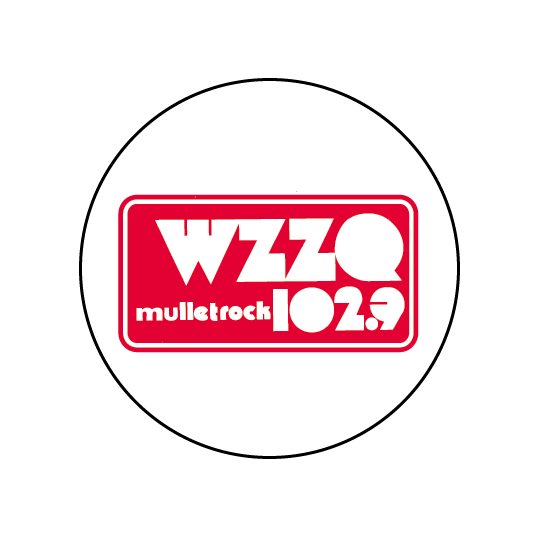 button featuring the WZZQ 102.9 logo and the slogan MULLET ROCK