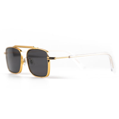 gold framed spitfire jodrell with black lenses