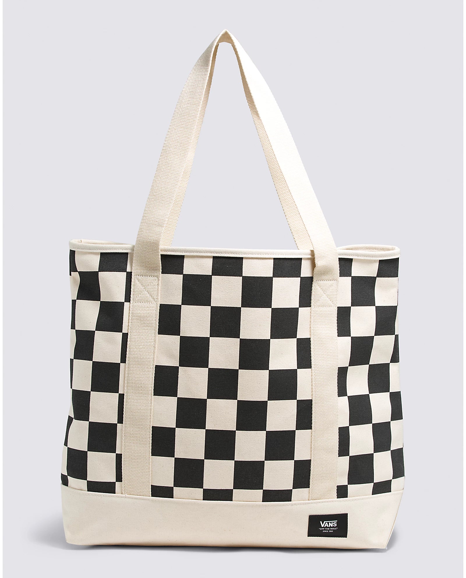 black and white checkerboard heavy canvas vans  tote bag