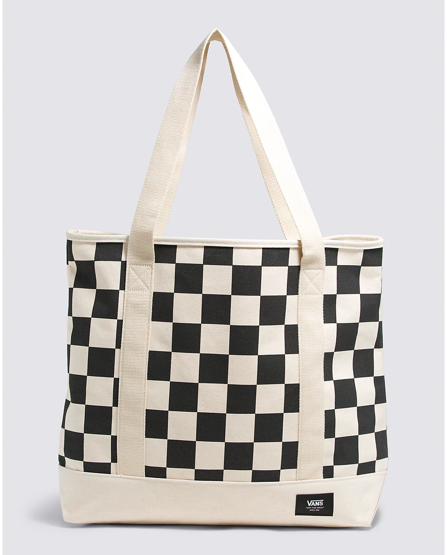 black and white checkerboard heavy canvas vans  tote bag
