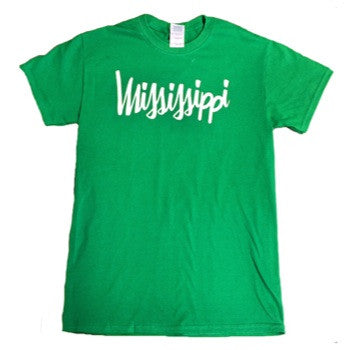 tee shirt with mississippi in cursive font