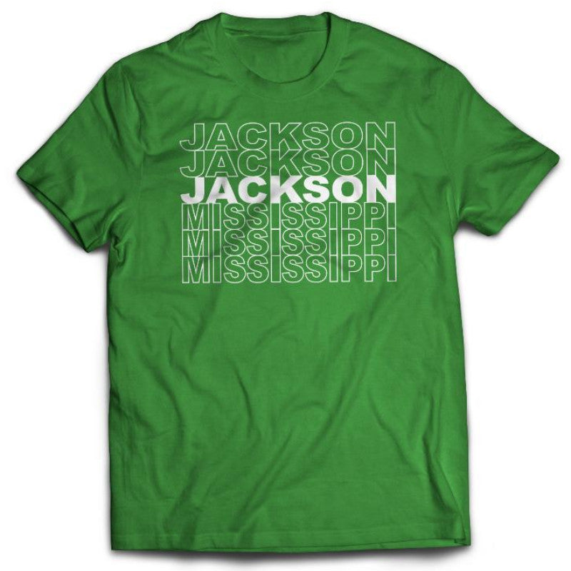 featuring jackson mississippi written like the classic plastic thank you grocery bag