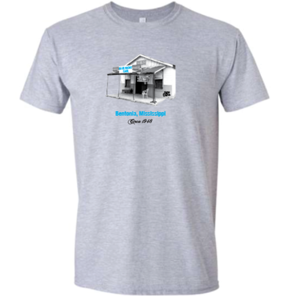 Blue front cafe in Bentonia Mississippi tee shirt jimmy duck Holmes 