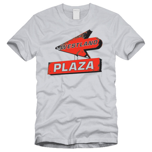 tee shirt featuring the old westland plaza shopping center sign in jackson mississippi